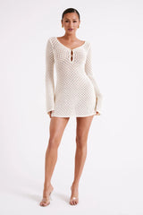 Kayleigh Crochet Knit Mini Dress - White