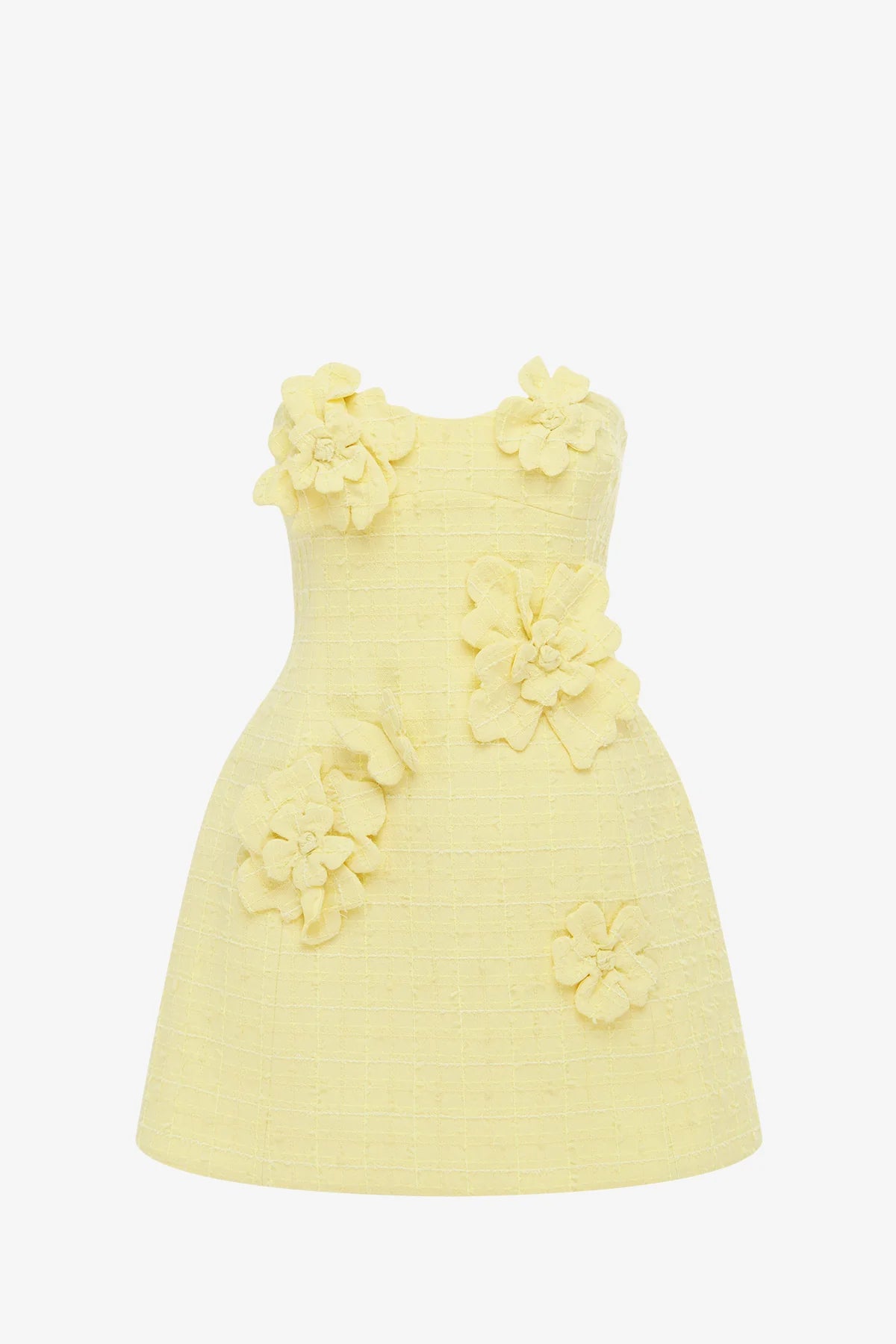 Rosario Tweed Petal Bustier Mini Dress - Sorbet Yellow