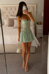 Sweet Lace Corset Spaghetti Straps Short Homecoming Dress with Chiffon Skirt